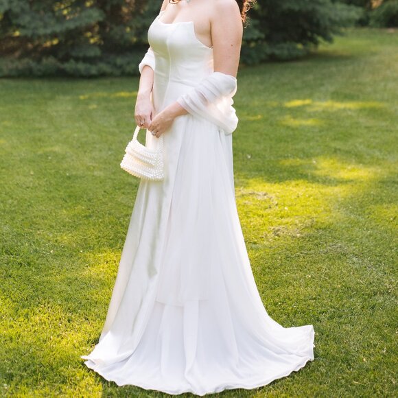 MESHKI Rosella Satin White Dress - Picture 2 of 3